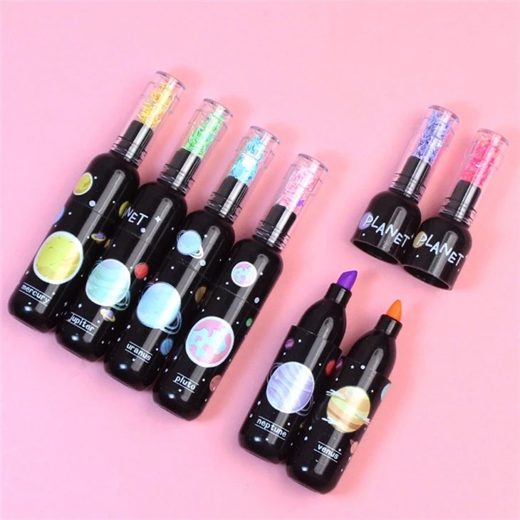 6pcs Cute Planet Wine Bottle Mini Highlighter